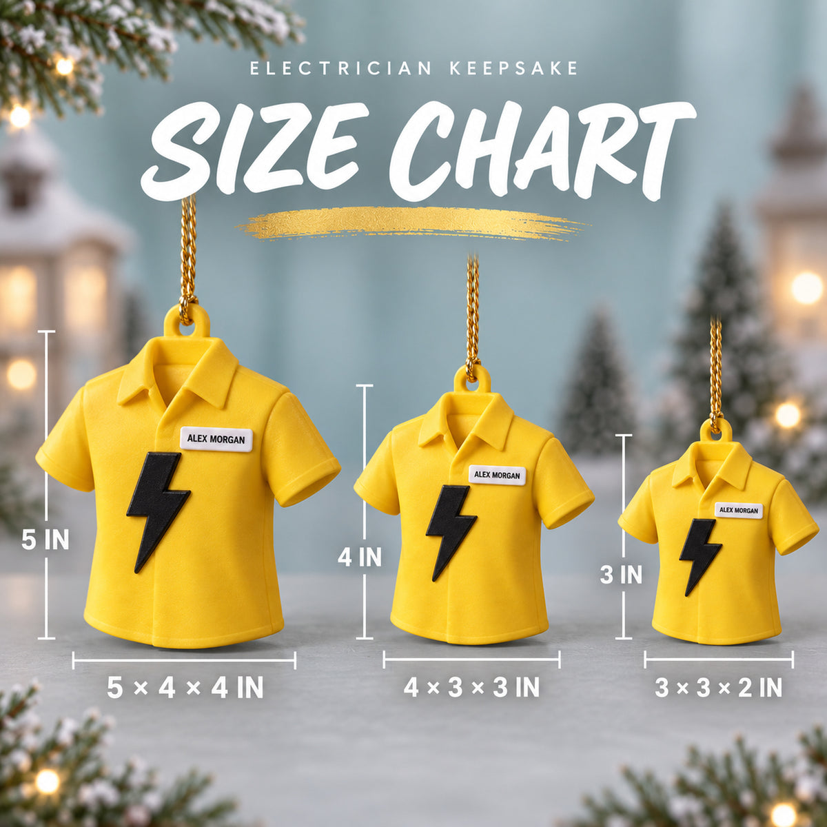 Personalized Electrician Shirt Lightning 3D Ornament - Custom Christmas Keepsake - image 5