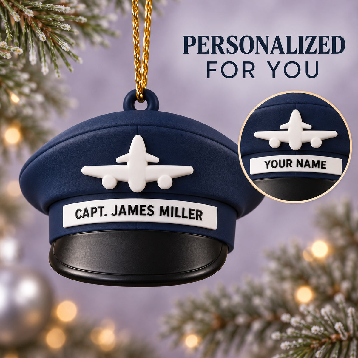 Personalized Pilot Hat Airplane 3D Ornament - Custom Christmas Keepsake - image 7