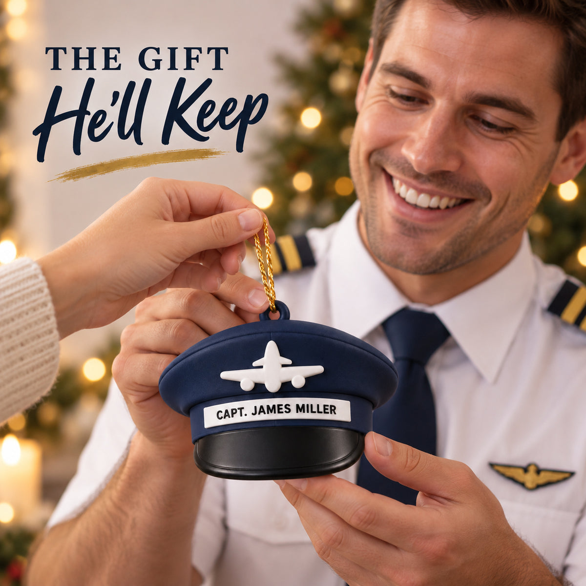 Personalized Pilot Hat Airplane 3D Ornament - Custom Christmas Keepsake - image 8