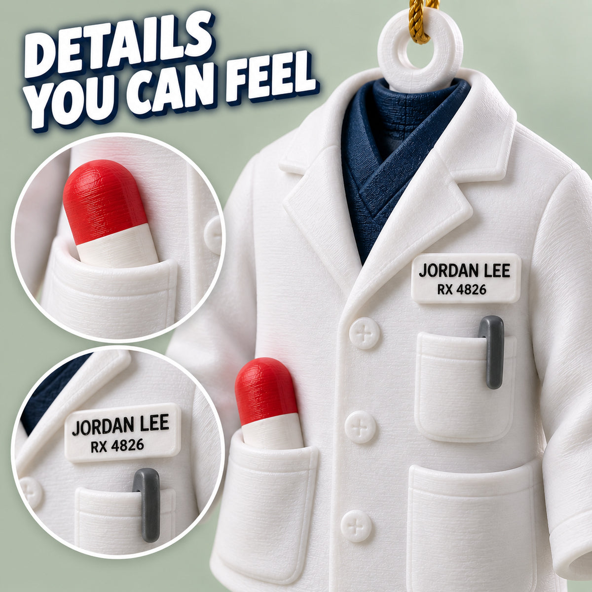 Personalized Pharmacist Coat Pill 3D Ornament - Custom Christmas Keepsake - image 6