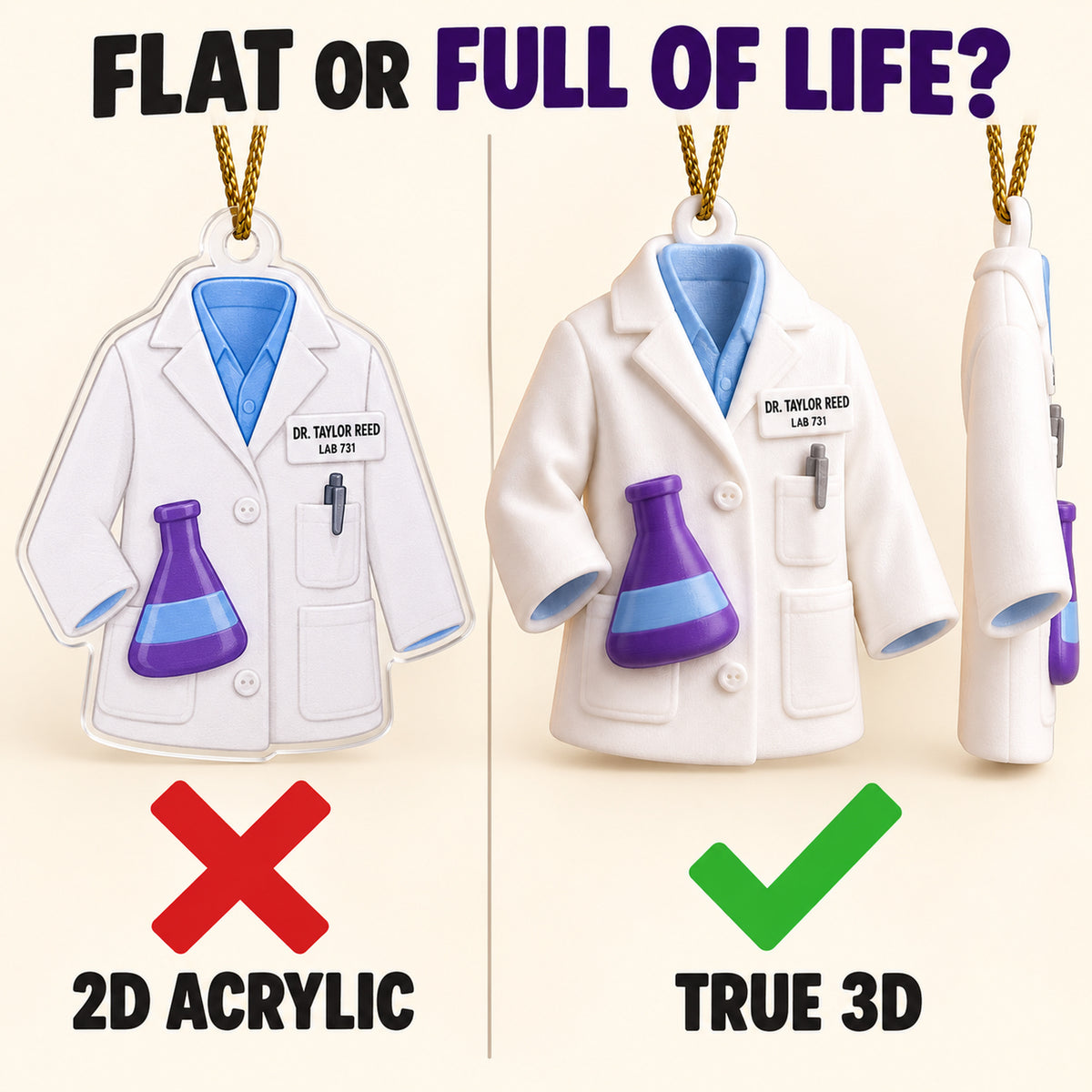 Personalized Scientist Coat Flask 3D Ornament - Custom Christmas Keepsake - image 3