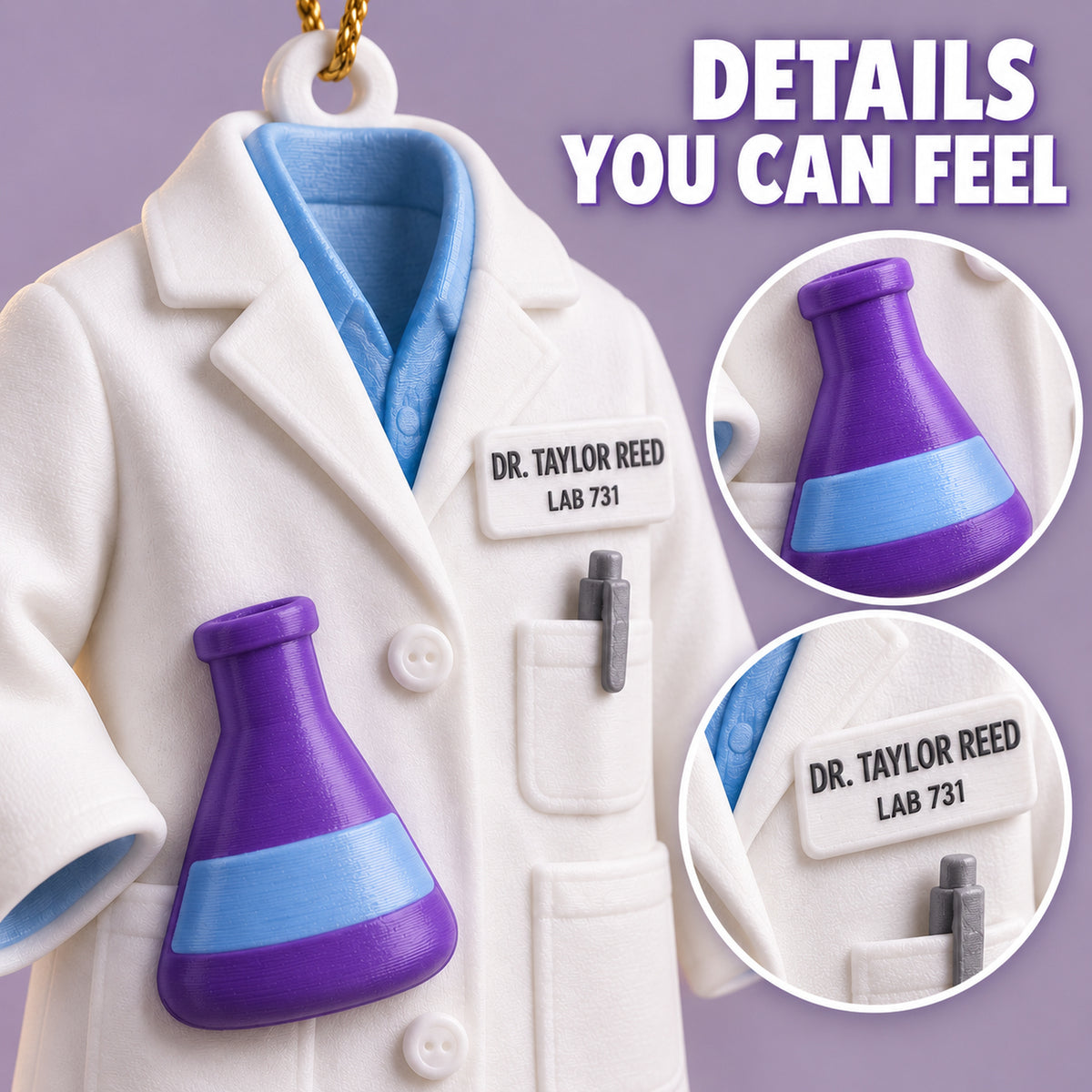 Personalized Scientist Coat Flask 3D Ornament - Custom Christmas Keepsake - image 6