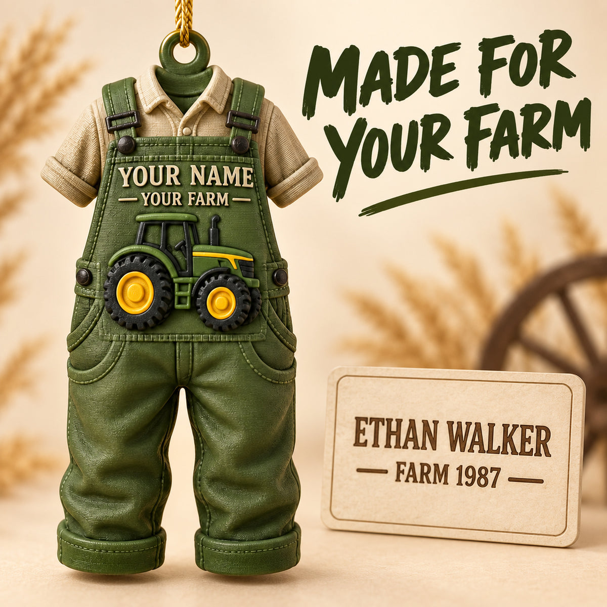 Personalized Farmer Overalls Tractor 3D Ornament - Custom Christmas Keepsake - image 7