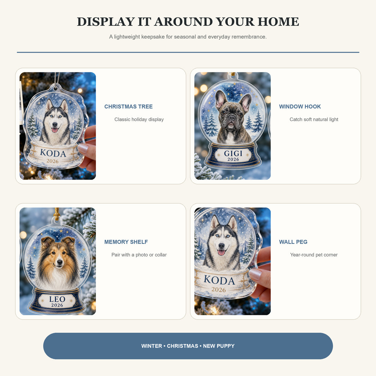 Personalized Snow Globe Dog Photo Acrylic Ornament - Custom Pet Keepsake - image 2