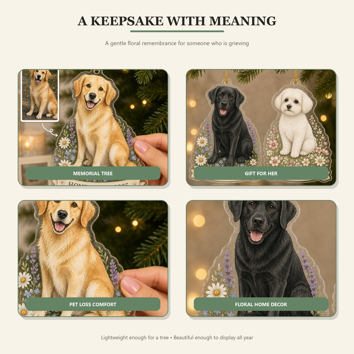 Personalized Wildflower Pet Memorial Photo Acrylic Ornament - Custom Pet Keepsake - image 2