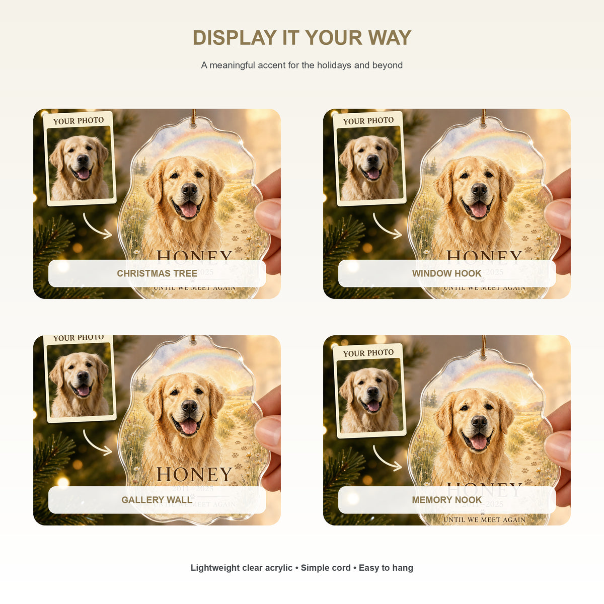 Personalized Across the Meadow Pet Memorial Photo Acrylic Ornament - Custom Pet Keepsake - image 2