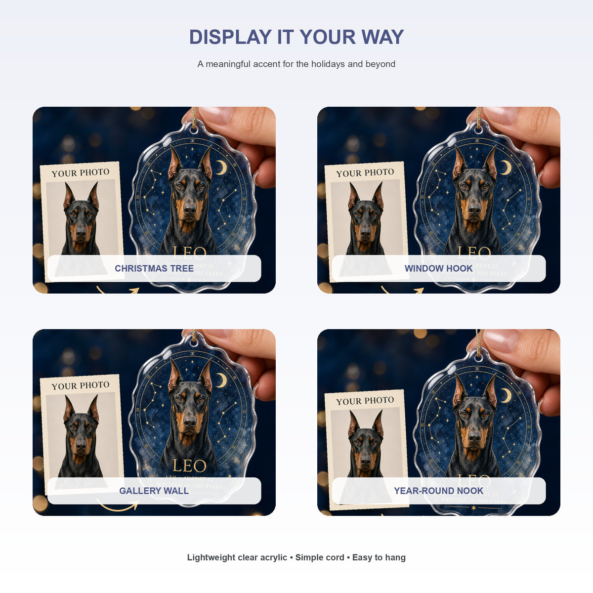 Personalized Celestial Zodiac Dog Photo Acrylic Ornament - Custom Pet Keepsake - image 2