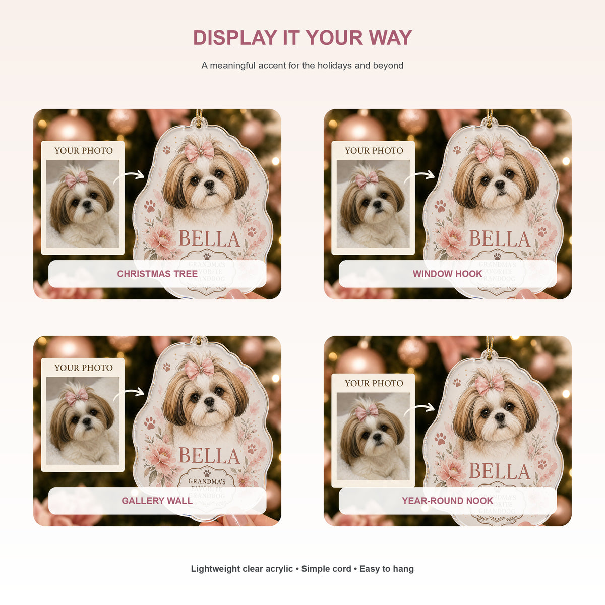 Personalized Favorite Granddog Grandma Photo Acrylic Ornament - Custom Pet Keepsake - image 2