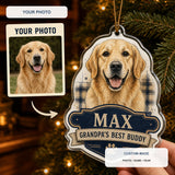 Personalized Best Buddy Grandpa Photo Acrylic Ornament - Custom Pet Keepsake - image 1