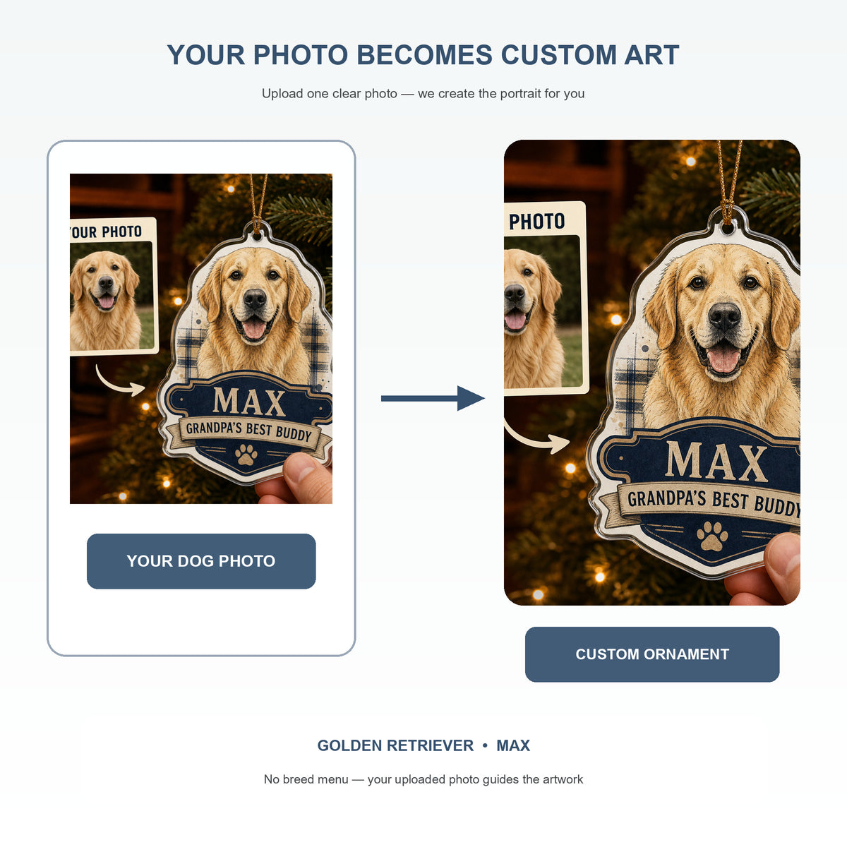 Personalized Best Buddy Grandpa Photo Acrylic Ornament - Custom Pet Keepsake - image 3