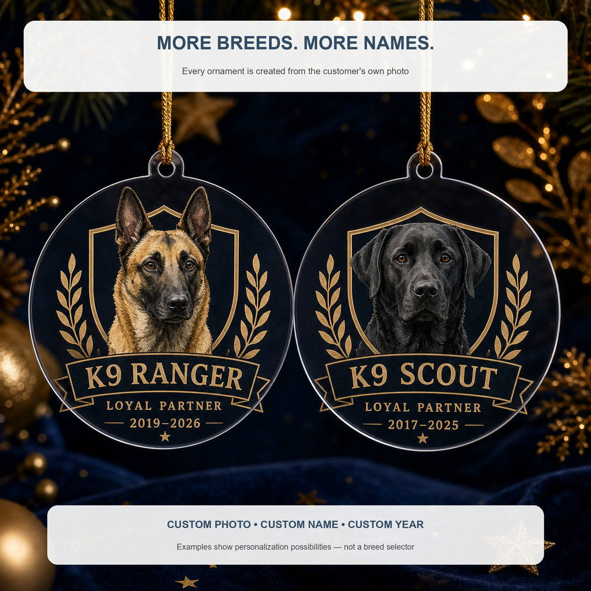 Personalized K9 Handler Pet Memorial Photo Acrylic Ornament - Custom Pet Keepsake - image 4
