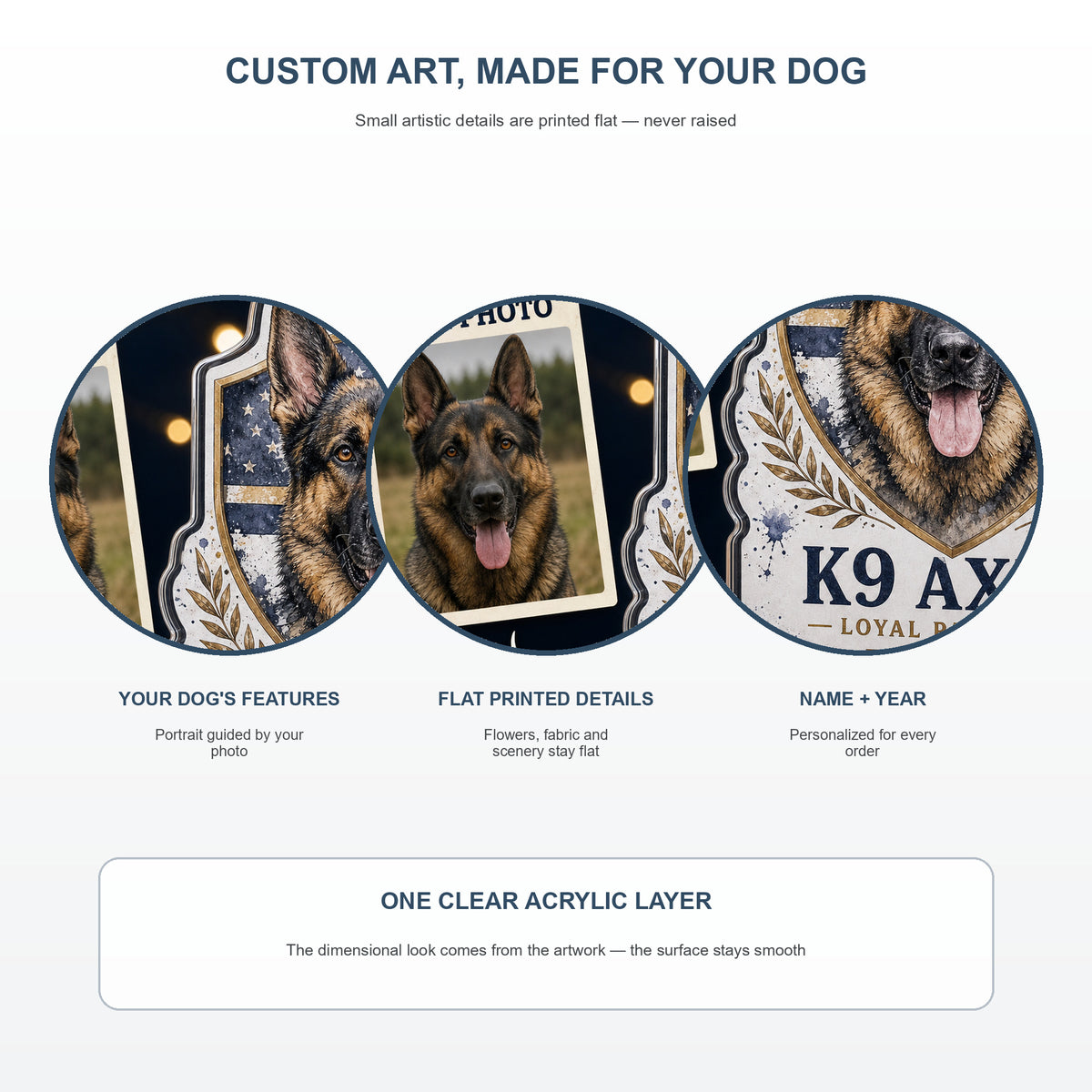 Personalized K9 Handler Pet Memorial Photo Acrylic Ornament - Custom Pet Keepsake - image 5