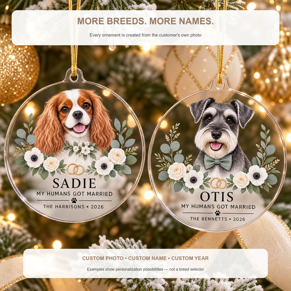 Personalized My Humans Got Married Photo Acrylic Ornament - Custom Pet Keepsake - image 4