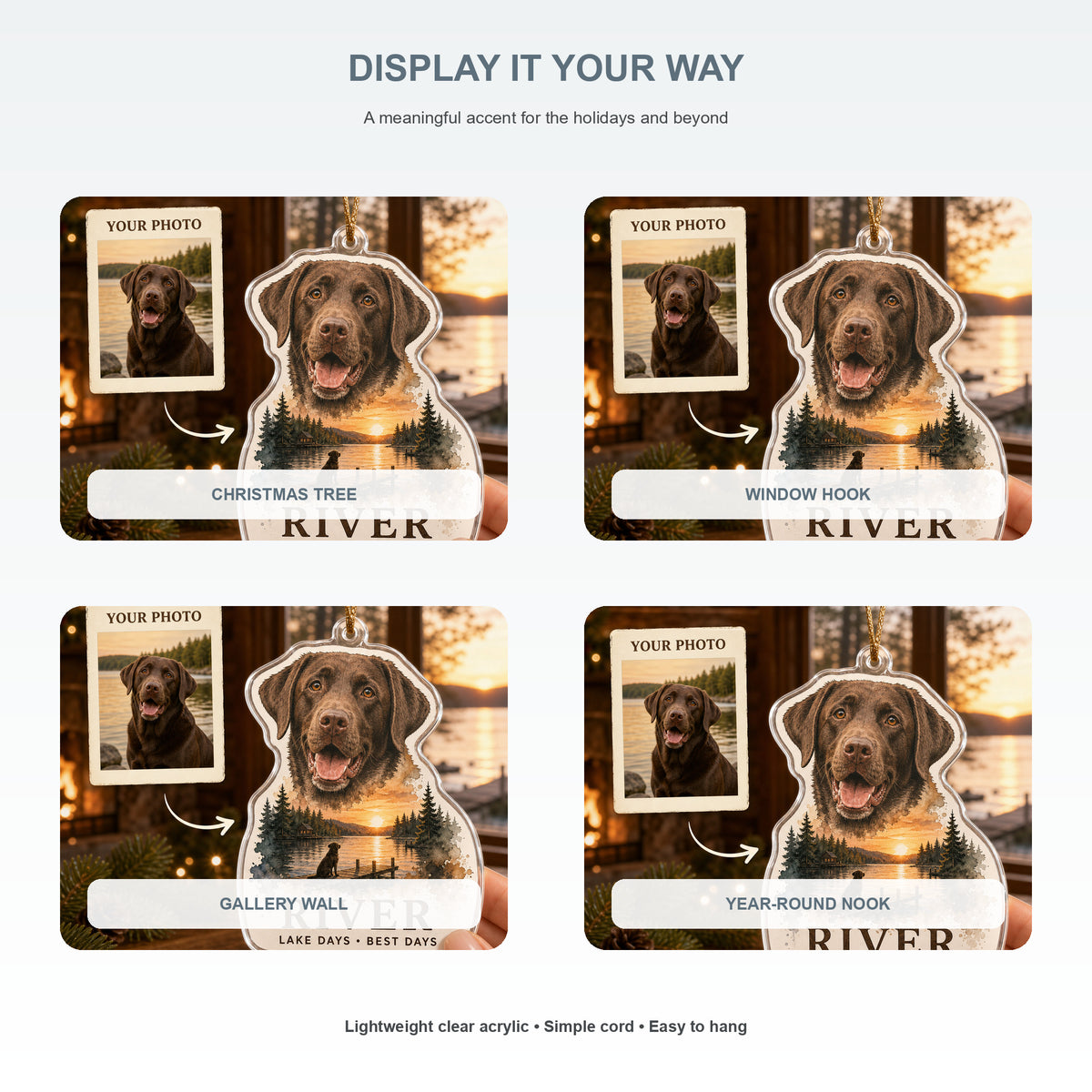 Personalized Lake Days Dog Photo Acrylic Ornament - Custom Pet Keepsake - image 2