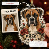 Personalized Vintage Tattoo Dog Photo Acrylic Ornament - Custom Pet Keepsake - image 1