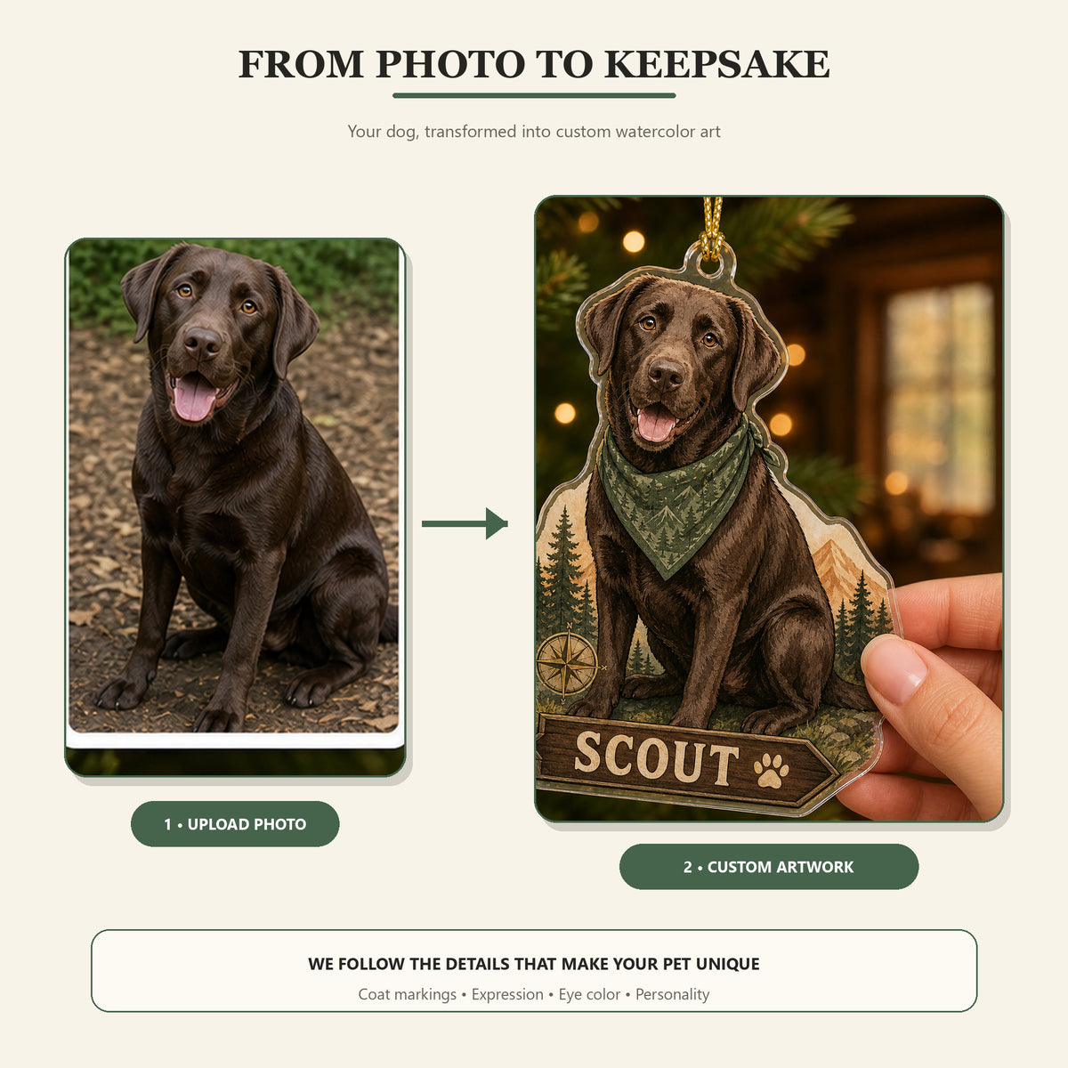 Personalized Adventure Dog Photo Acrylic Ornament - Custom Pet Keepsake - image 3