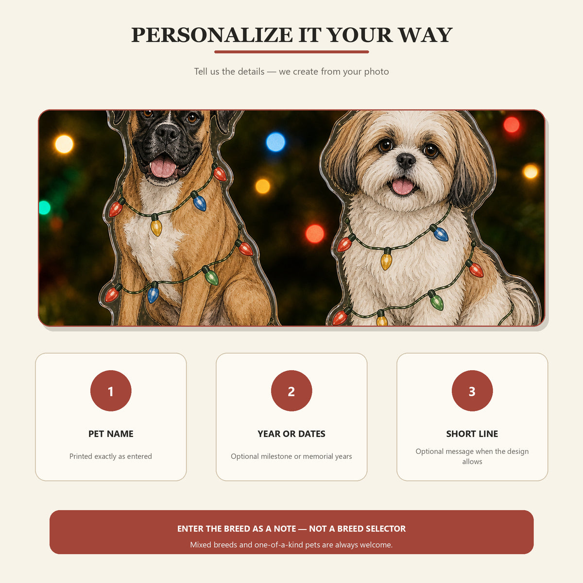 Personalized Christmas Lights Dog Photo Acrylic Ornament - Custom Pet Keepsake - image 8