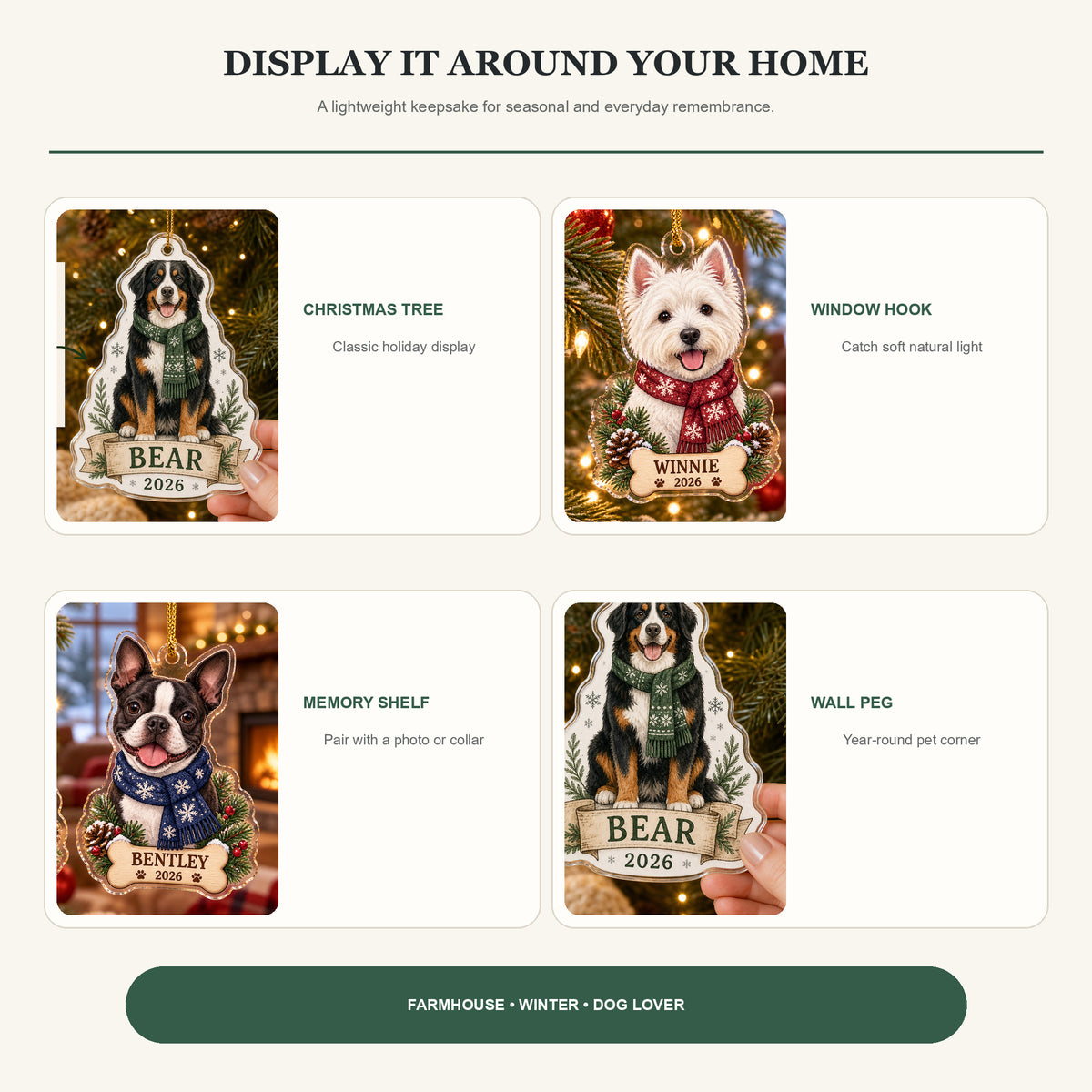 Personalized Cozy Winter Dog Photo Acrylic Ornament - Custom Pet Keepsake - image 2