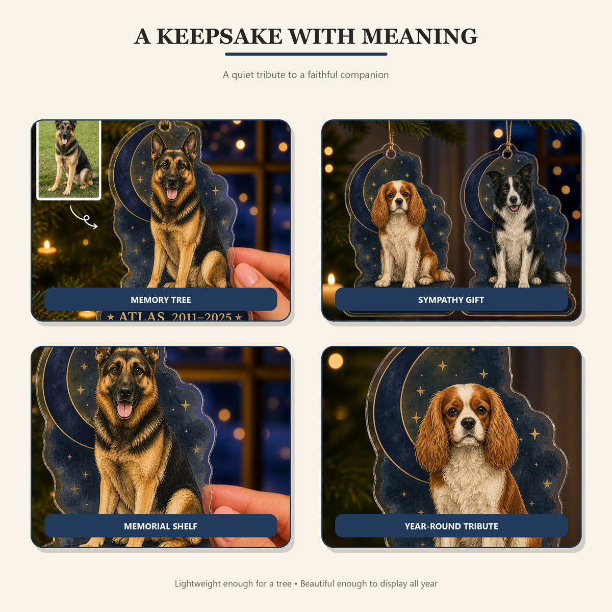 Personalized Moonlit Goodnight Pet Memorial Photo Acrylic Ornament - Custom Pet Keepsake - image 2