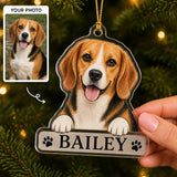 Personalized Peek Over My Name Dog Photo Acrylic Ornament - Custom Pet Keepsake - image 1