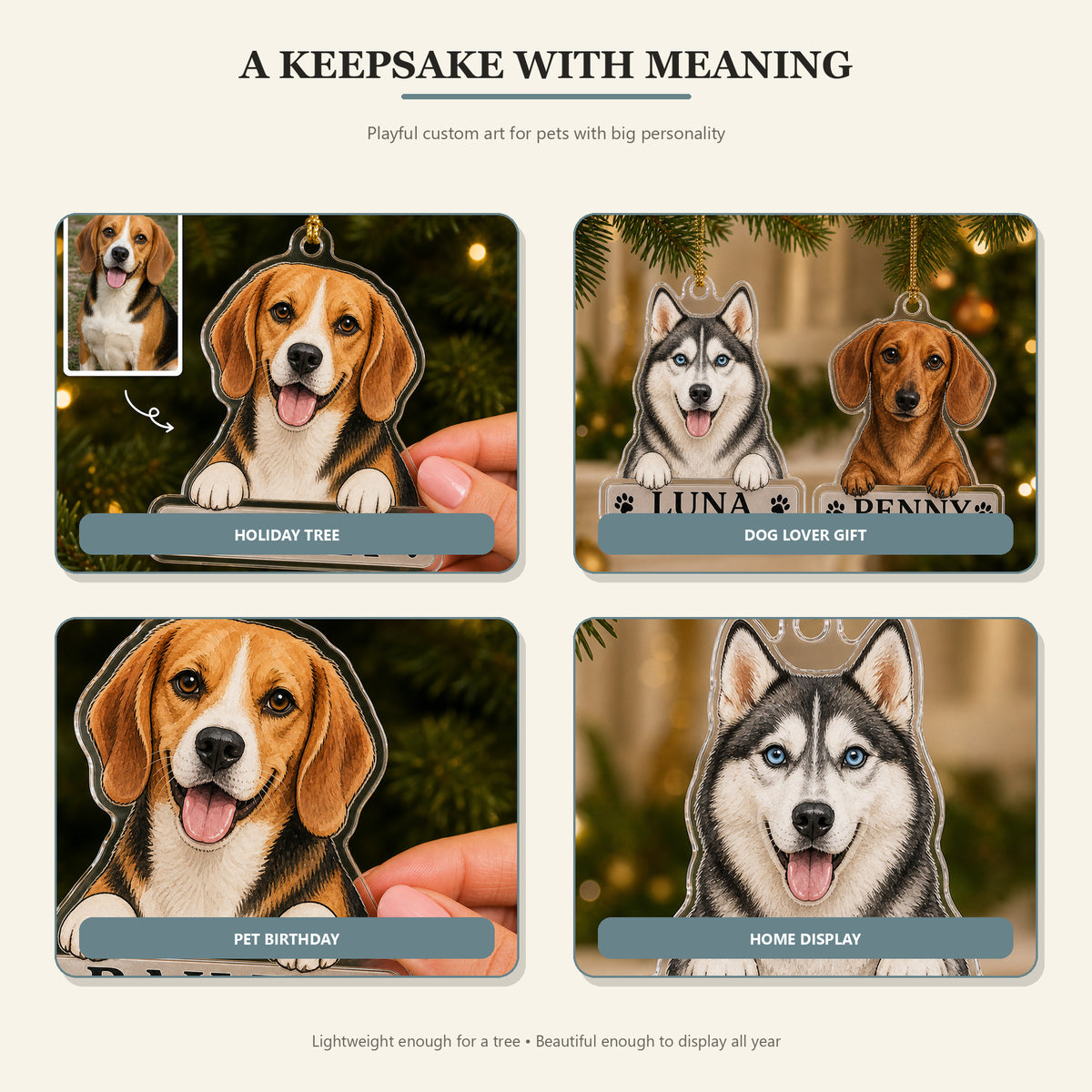Personalized Peek Over My Name Dog Photo Acrylic Ornament - Custom Pet Keepsake - image 2