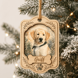 Personalized Floral Portrait Dog Photo Wood Ornament - Custom Pet Keepsake - image 8
