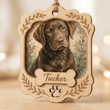 Personalized Lavender Portrait Dog Photo Wood Ornament - Custom Pet Keepsake - image 3