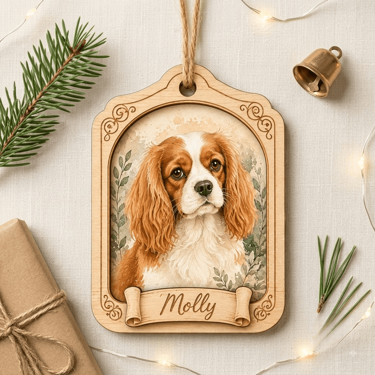 Personalized Floral Heart Dog Photo Wood Ornament - Custom Pet Keepsake - image 5