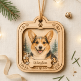 Personalized Leaf Wreath Dog Photo Wood Ornament - Custom Pet Keepsake - image 5