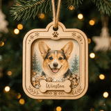 Personalized Leaf Wreath Dog Photo Wood Ornament - Custom Pet Keepsake - image 7