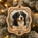 Personalized Lavender Round Pet Memorial Photo Wood Ornament - Custom Pet Keepsake - image 3