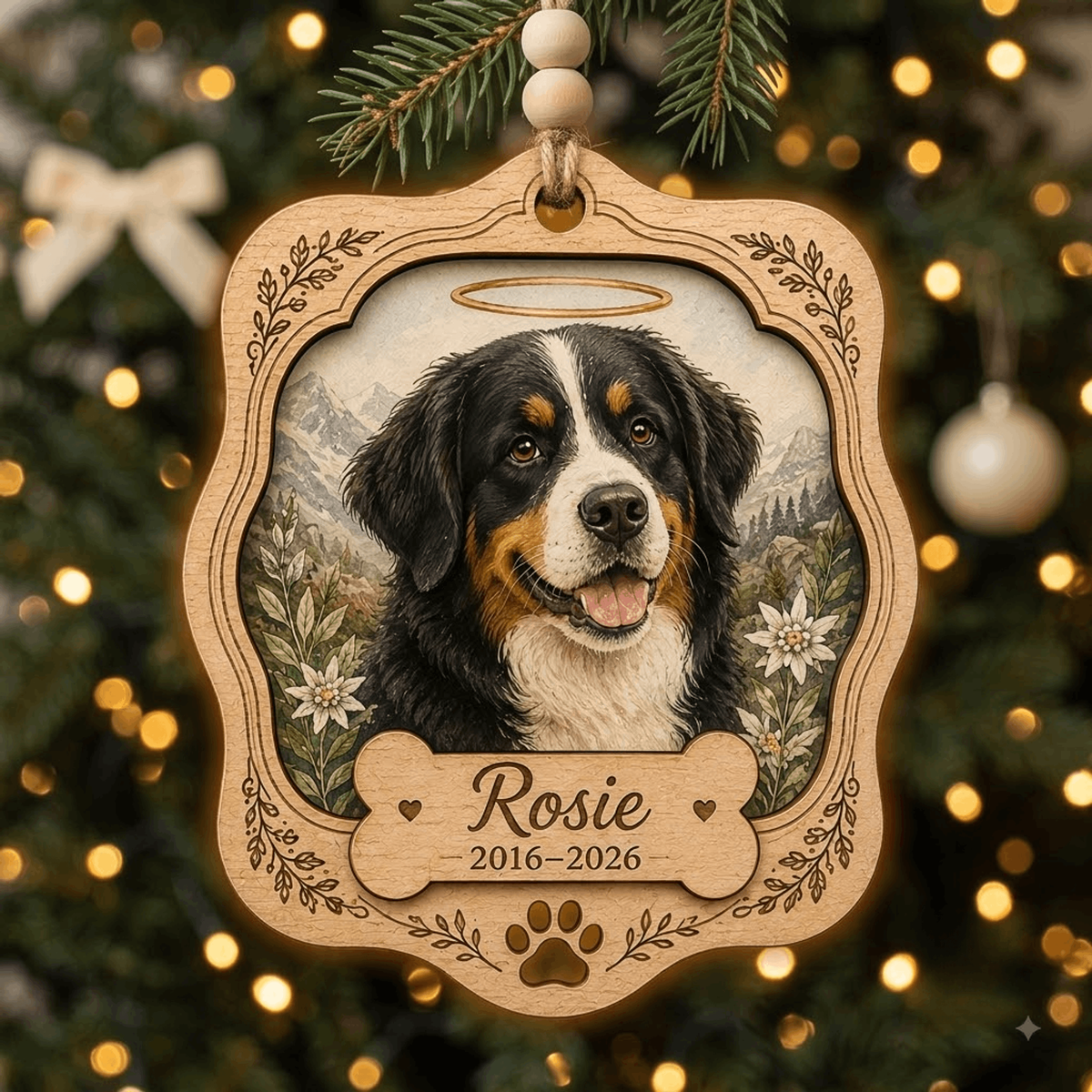Personalized Lavender Round Pet Memorial Photo Wood Ornament - Custom Pet Keepsake - image 7