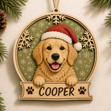 Personalized Dog Snow Globe Photo Wood Ornament - Custom Pet Keepsake - image 1