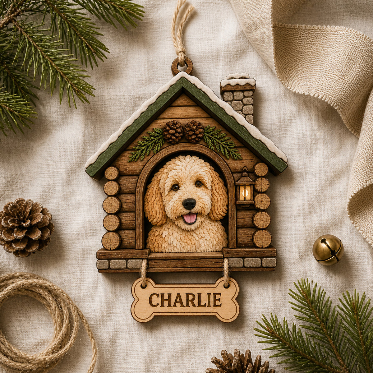 Personalized Doghouse Pet Portrait Photo Wood Ornament - Custom Pet Keepsake - image 5