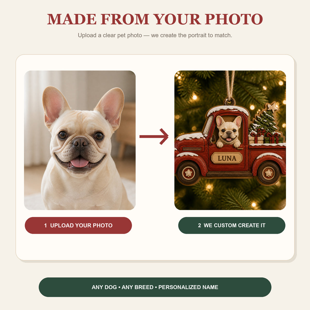 Personalized Pickup Pup Photo Wood Ornament - Custom Pet Keepsake - image 6