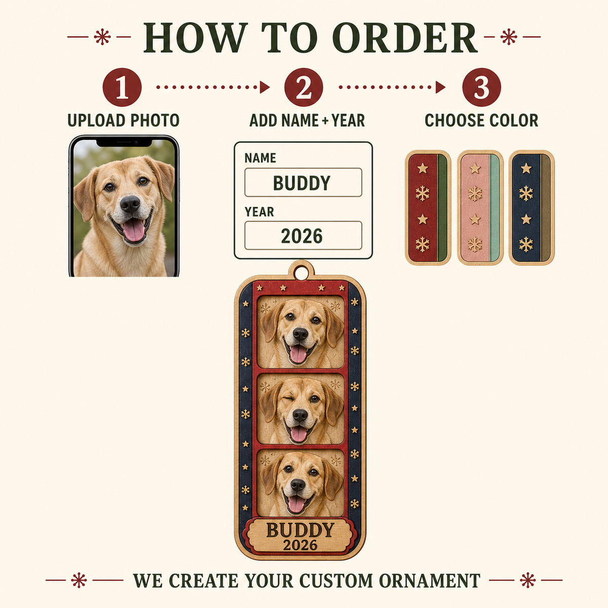 Personalized Vintage Photo Booth Dog Photo Wood Ornament - Custom Pet Keepsake - image 10