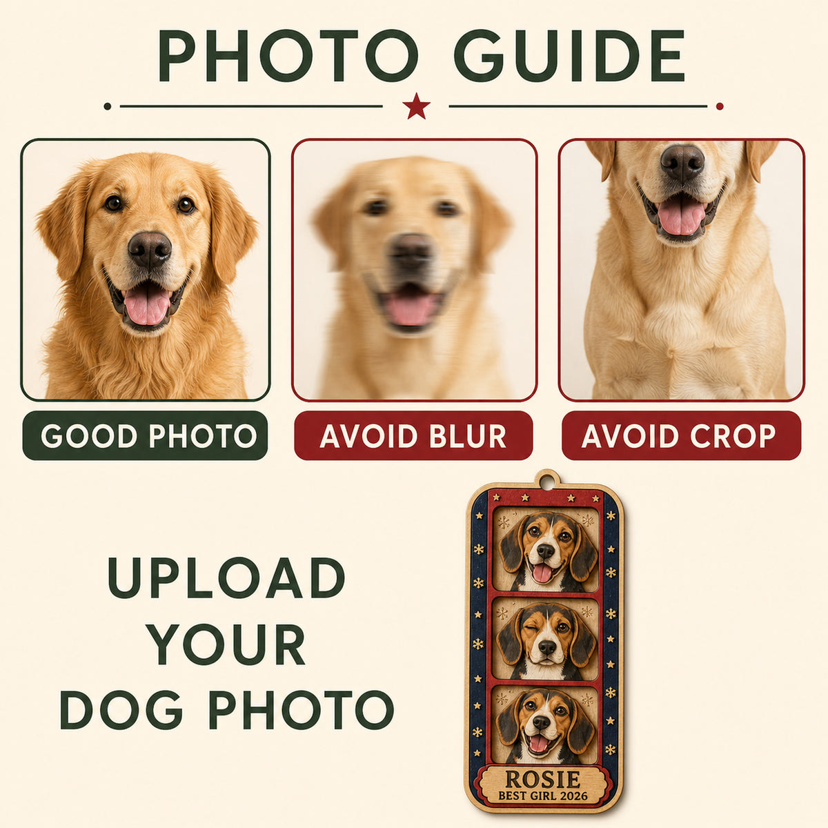 Personalized Vintage Photo Booth Dog Photo Wood Ornament - Custom Pet Keepsake - image 7