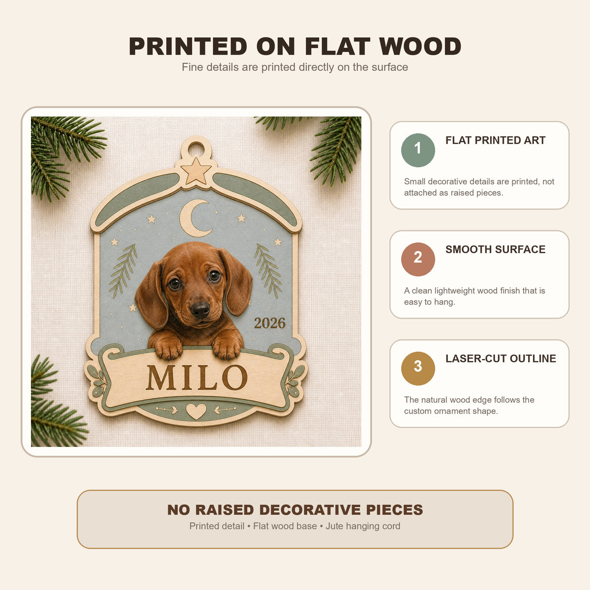 Personalized Puppy First Christmas Photo Wood Ornament - Custom Pet Keepsake - image 9