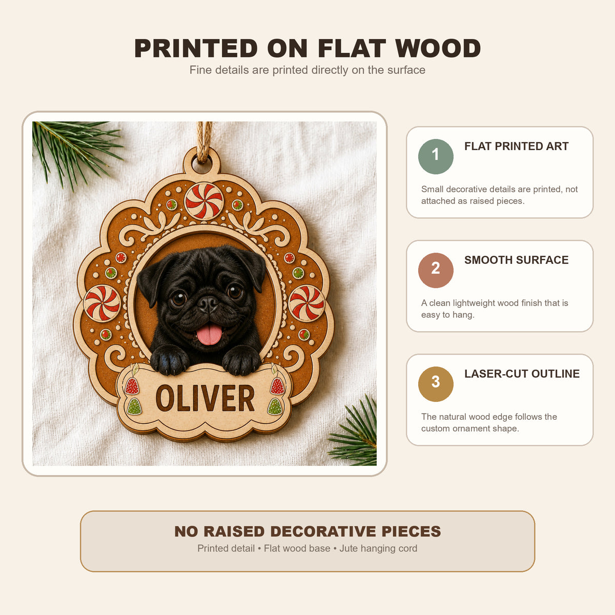 Personalized Gingerbread Cookie Pup Photo Wood Ornament - Custom Pet Keepsake - image 9