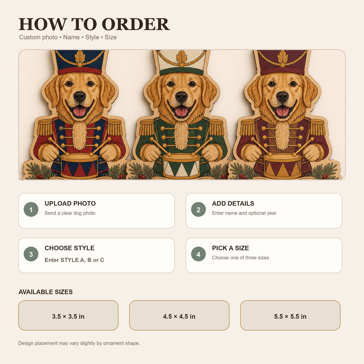 Personalized Nutcracker Pup Photo Wood Ornament - Custom Pet Keepsake - image 10