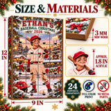 Personalized Baseball Player Advent Calendar with 24 Photo Ornaments