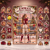 Personalized Softball Player Advent Calendar with 24 Photo Ornaments