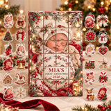 Personalized Newborn First Christmas Advent Calendar with 24 Photo Ornaments