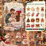 Personalized Miracle Baby First Christmas Advent Calendar with 24 Photo Ornaments