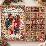 Personalized Adopted Baby First Christmas Advent Calendar with 24 Photo Ornaments