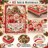 Personalized Triplets First Christmas Advent Calendar with 24 Photo Ornaments