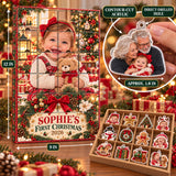 Personalized First Grandbaby Christmas Advent Calendar with 24 Photo Ornaments