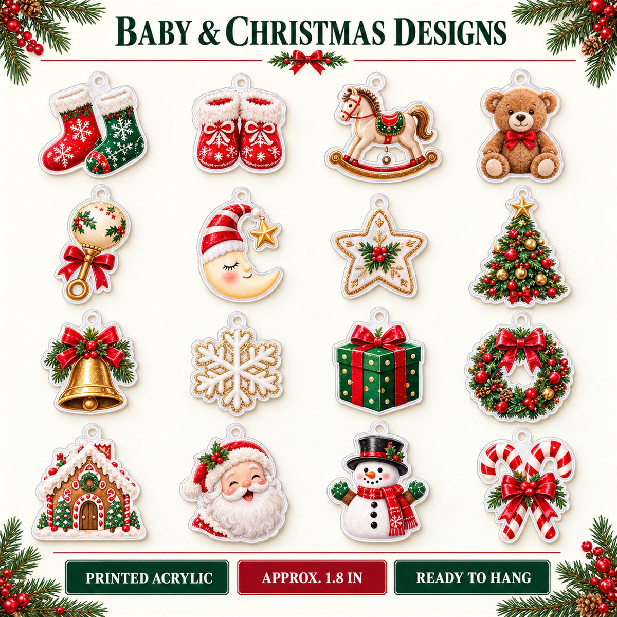 Personalized First Grandbaby Christmas Advent Calendar with 24 Photo Ornaments