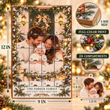 Personalized First Christmas Family of Three Advent Calendar with 24 Photo Ornaments