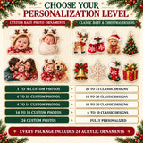 Personalized Little Reindeer Baby Christmas Advent Calendar with 24 Photo Ornaments